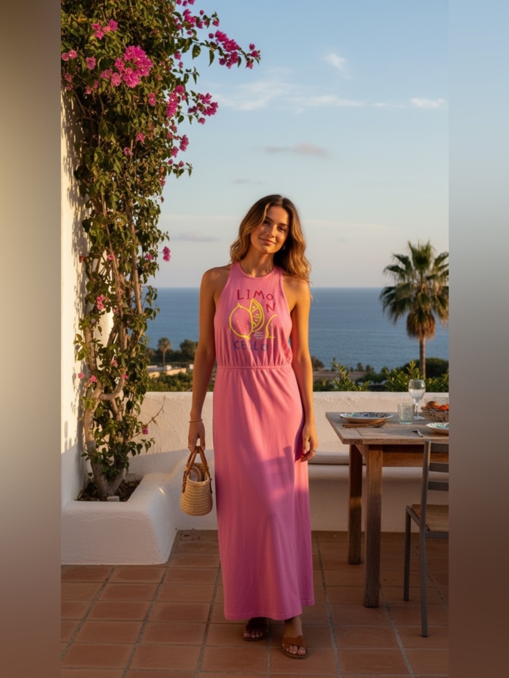 Anthropologie Celandine Women's Size M Twist-Back Maxi Dress Pink Cotton